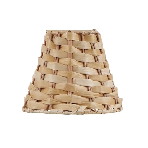 Aspen Creative 51001 Empire Clip On Chandelier Natural Banana Leaf Lamp Shade, 3" Top x 6" Bottom x 4-3/4" Slant Height - color: Banana Leaf