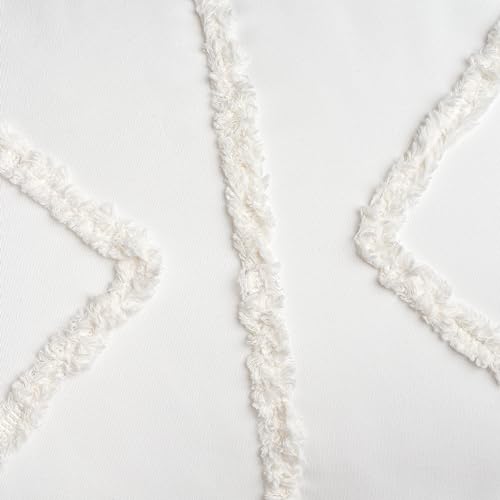 Bohemian Boho Chic Ivory Macrame Tufted Tassel Accent Decorative Couch Long Throw Zipper Body Pillow Cover Case 54x20 Solid Cream Textured Minimalist Off White Cotton Fringe Farmhouse Indie Room Decor - color: Ivory Geometric Tuft