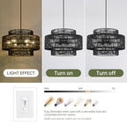 24” Black Boho Large Rattan Chandelier Light Fixture,6-Light Large Hand Woven Pendant Light Fixture Farmhouse Rustic Chandeliers for Kitchen Bedroom, Dining Room, Living Room, Hallway, Foyer - color: Black, size: 24" 6-Light