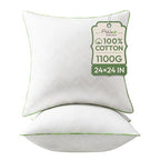 Ashler 24x24 Pillows Insert (Set of 2) - Throw Pillow Inserts with 100% Cotton Cover - 24 Inch Square Interior Sofa Stuffer Pillow Inserts -Decorative White Couch Pillow - size: 24x24 Inch