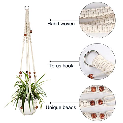 Augshy Macrame Plant Hanger, 2 Packs Plant Hangers, Hanging Planter for Indoor Plants Decorative Macrame Pot Hanger for Home Decor - color: White, size: 35 Inches