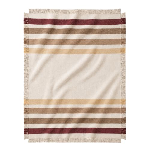 Driftwood Trail Striped Afghan Throw Blanket | Thick & Cozy | Cotton USA Made (73x48) - color: Driftwood Trail