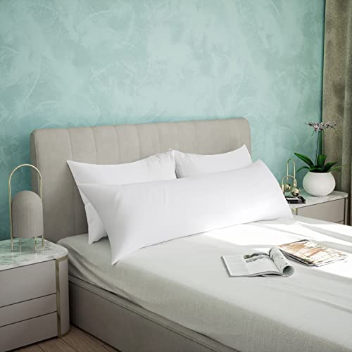 Set of 2 Pillow Protectors with Zipper Body Size, Bed Bug and Dust Mite Proof Pillow Covers, Ultra Soft Pillow Encasements, Moisture Wicking and Waterproof Pillow Cases by Utopia Bedding (White) - size: Body Pillow (Pack of 2)