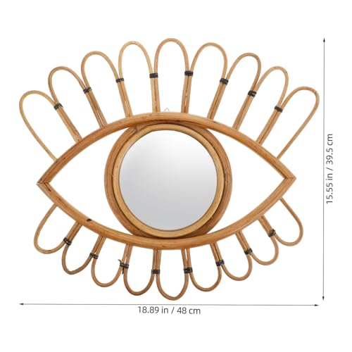 TOYANDONA Rattan Wall Mirror Decorative Woven Vanity Mirror 48x39cm Handwoven Boho Style for Bedroom Entryway Home Décor