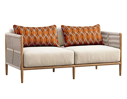 Indoor/Outdoor Polyester Fabric Lumbar Pillow Cover, All-Weather Waterproof Rectangular Cushion Case for Patio Furniture, 12 x 18 Set of 2 - Block-71 - color: Orange3, size: 18" x 12" (Pack of 2)