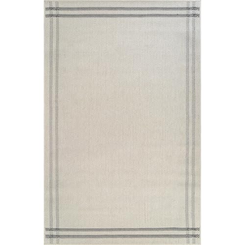 Luul Home Easy Jute Rugs 8x10 Bordered Bone Color Living Room Indoor Outdoor Area Rug for Patio and Kitchen Rug High Traffic Washable Easy to Clean Solid Boho Woven Design Outside Carpet (8 x 10) - color: Bordered/Bone Black, size: 8' x 10' (Rectangular)
