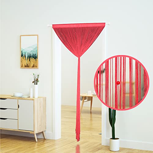 YaoYue Beaded Curtain Door String Curtains for Doorway Tassels Beads Hanging Fringe Hippie Room Divider Window Hallway Entrance Wall Closet Bedroom Privacy Decor, 39x79in/100x200cm, Wine Red - color: Wine Red, size: 39"W x 79"L (Pack of 1)