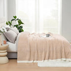 Snuggle Sac Queen Size Bedding Blankets, Super Soft Warm Oversized Bed Blankets Cozy Knit Fuzzy Blankets for Bed, Heather Beige, 90x90 inches - color: Heather Beige, size: Queen (90"x90")