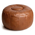 Thgonwid Unstuffed Moroccan Ottoman Pouf Cover, Ottoman Footstool Storage Solution, Bean Bag Chair, Foot Rest, Brown - color: Brown