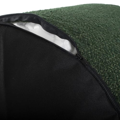Howard Elliott Collection Barbet Round Foot Pouf Ottoman with Removable Zipper Cover, Woven Polyester Fabric Filled with Fiber and EPS Beads for Footrest or Extra Seating, 22x22x15 Inch, Forest - color: Green
