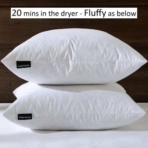 basic home Hotel-Style Goose Feather Accent Pillow Insert for Sofa & Bed - 100% Odorless & Plump Cushion Filler - 233TC Cotton with Inner Liner to Prevent Poking (14x14 Inch) - size: 14x14