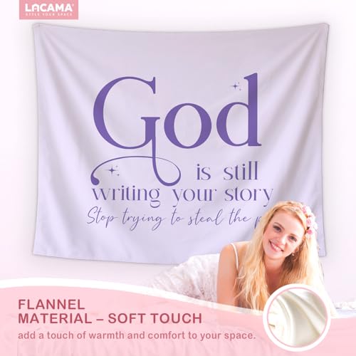 Lacama Purple Inspirational Christian Tapestry, Christian Gifts for Women, Cute Tapestries Decor for Teen Girls Room Bedroom College Dorm Apartment, College Dorm Decor, 50x60 Inches - color: god is still writing your story