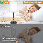 Lynnoland Set of 2 Touch Control Table Lamps with 2 USB & AC Outlet, 3-Way Dimmable Bedside Nightstand Lamps for Bedroom Living Room Nursery, 800 Lumens 5000K Daylight Bulbs Included - color: (2 Pack)Gray & Matte Black(Base)-5000K Bulbs Included