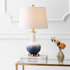 JONATHAN Y JYL3019A Gradient 25" Ceramic/Brass LED Table Lamp Contemporary Traditional Bedside Desk Nightstand Lamp for Bedroom Living Room Office College Bookcase LED Bulb Included, White/Navy - color: White/Navy