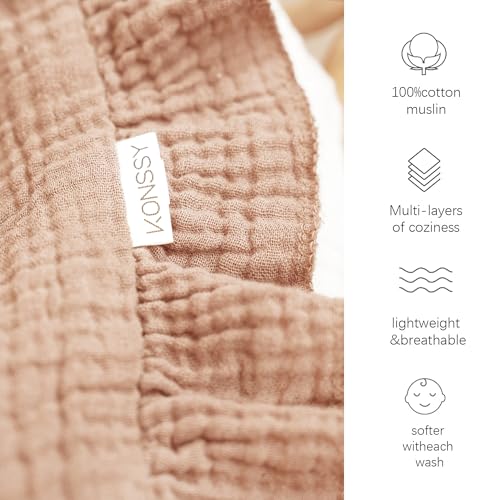 Konssy Flounce Muslin Baby Blanket for Girls Boys, 100% Cotton Soft Crib Swaddle Blankets, Reversible & Breathable Nursery Bedding for Newborns Toddlers, 43x39 Inches (Flourish) - color: Flourish, size: 43"x39"