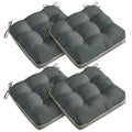 4 Pack 19x19 Inch Shredded Foam Chair Cushions with Straps - All-Season Seat Pads for Indoor/Outdoor Dining, Office, Patio, Kitchen Chairs (Gray, 19 INCH × 19 INCH) - color: Gray
