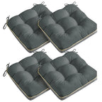 4 Pack 19x19 Inch Shredded Foam Chair Cushions with Straps - All-Season Seat Pads for Indoor/Outdoor Dining, Office, Patio, Kitchen Chairs (Gray, 19 INCH × 19 INCH) - color: Gray