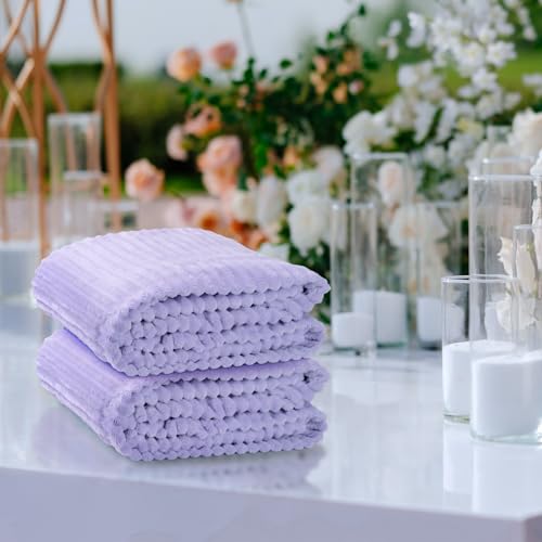 Buryeah 12 Pcs Flannel Throw Blanket Bulk 50 x 60 in Sleepover Blanket Outdoor Wedding Throw Lightweight, Oeko-tex Standard 100 Certified for Sofa Homeless Gifts (Light Purple) - color: Light Purple