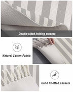 Simple Gray Stripes Kitchen Runner Rug 2'x4', Washable Woven Cotton Area Rug Bathroom Hallway Rug, Geometric Vertical Linens Modern Minimalism Entryway Bedroom Rug Non Slip Throw Rug Carpet - color: Grey, size: 2 x 4 ft