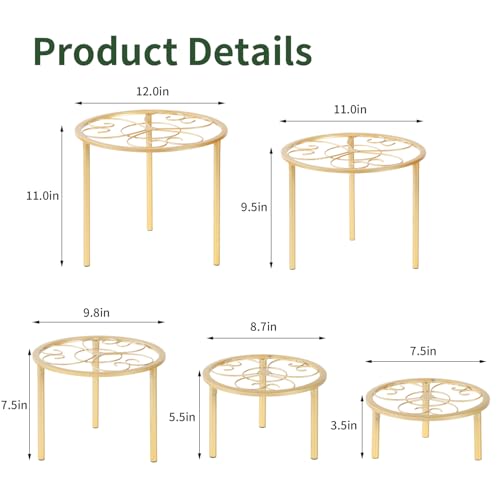 5 Pack Metal Plant Stands,Heavy Duty Potted Holder for Flower Pot, Rustproof Iron Plant Risers, Suitable for Indoor and Outdoor Decoration ,Garden Container Round Supports Rack for Planter - color: White - 5 Pack