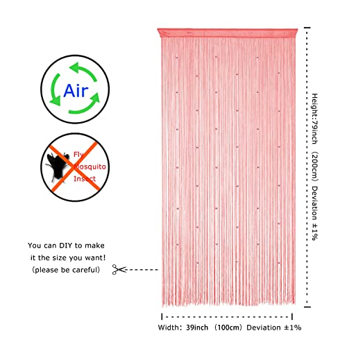 YaoYue Beaded Curtain Door String Curtains for Doorway Tassels Beads Hanging Fringe Hippie Room Divider Window Hallway Entrance Wall Closet Bedroom Privacy Decor (39×79in/100×200cm, Pink) - color: Pink, size: 39"W x 79"L (Pack of 1)