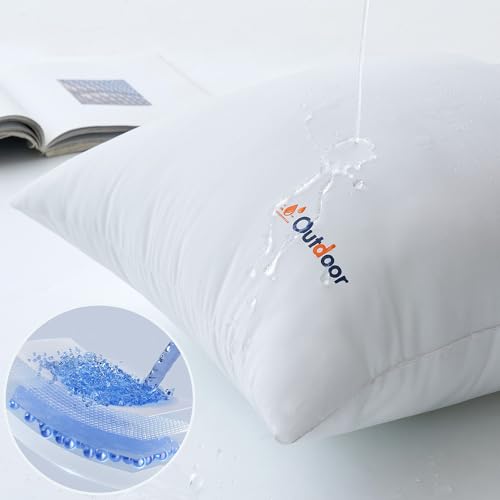 MIULEE Pack of 2 18x18 Outdoor Waterproof Throw Pillow Inserts, Decorative Water-Resistant Pillow Cushion for Patio Garden - size: 18x18 Inch (Pack of 2)