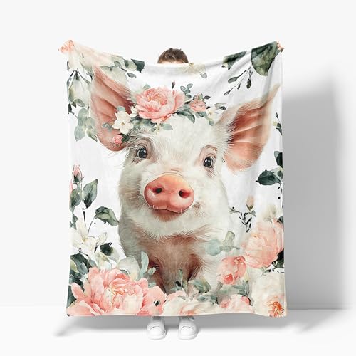 Pig Throw Blanket Cute Animal Warm Pigs Decor Soft Flannel Blanket Pig Gifts for Kids Boys Girls Men Women 40" X 50" - color: Pig, size: 40"X50"