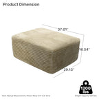 37'' Oversized Ottoman Bench, Plush Corduroy Poufs Foot Tool, Fluffy Boneless Couch Footrest Padded Seat, Seat Cube for Living Room No Assembly (Beige)