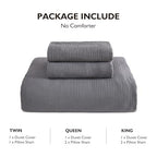 EMME Muslin Cotton Duvet Cover Set Queen Size Linen Like Soft Breathable Lightweight Summer Comforter Cover Set with Zipper Closure (Dark Grey, Queen, 90"x90") - color: 05 - Dark Grey, size: Queen(90"×90")