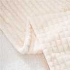 Puncuntex Flannel Fleece Throw Blanket Cream White 50"×60",Super Soft Plush Cozy Blanket with 3D Jacquard Square Grid Design Luxury for Couch Sofa Chair - color: Cream White, size: 50"×60"