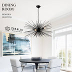31in Black Sputnik Chandelier 4-Light Starburst Chandelier Light Fixture Solid Metal Mid-Century Modern Satellite Light Fixture for Dining Room Bedroom Bathroom Entryway Kitchen Island Foyer - color: Black 31" 4-Light