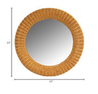 Real Authentic Honey Wicker Rattan Mirror 23" Round