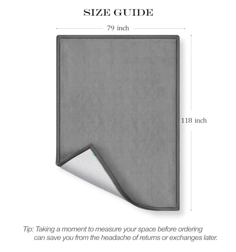 AEOCOO Extra Large 79x118 Baby Play Mats for Floor, 1.3" Thick Memory Foam Infant Tummy Time Mat, CloudSoft Velvet Anti-slip Cushion, Nursery Rug for Baby Kids Crawling, Playroom, Living Room, Grey - color: Grey, size: 79 x 118 x 1.3 Inch