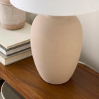 Nourison Home 23" Light Pink Ceramic Jar Table Lamp for Bedroom, Living Room, Dining Office, with White Shade (Pack of 1) - color: Blush Pink, size: 1 Lamp - Drum Shade
