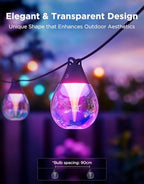 Govee Clear Bulb Outdoor String Lights 144ft, RGBWIC Smart Outdoor Lights with 45 Dimmable LED Bulbs, 111 Scene Modes, IP67 Waterproof & Shatterproof, Works with Alexa, Google & Matter for Patio - size: 144ft