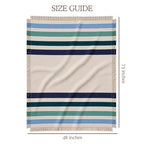 Blue Ridge Striped Afghan Throw Blanket | Thick & Cozy | Cotton USA Made (73x48) - color: Blue Ridge