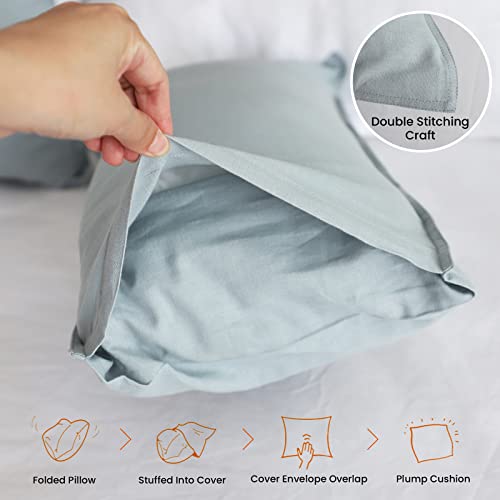Simple&Opulence Linen Lumbar Pillow Covers 12x20 Inch Set of 2 Flax Cotton Blend Rectangular Decorative Throw Cushion Cover for Couch Sofa Bedroom Office Soft Breathable Farmhouse - Dusty Blue - color: Dusty Blue, size: 12"x20"