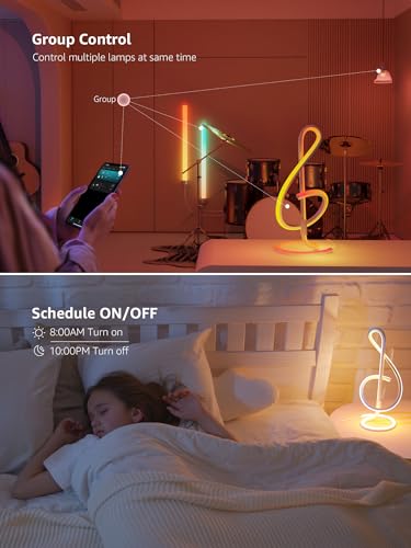 Lepro TB2 AI Smart Table Lamp, RGB+IC Addressable LED Lamps Alexa Google Home Enable, APP Control DIY Color Changing Modern Spiral Lamp, Music Sync, AI Generated Lighting LLM, 2.4 GHz WiFi/Bluetooth - style: Treble Clef