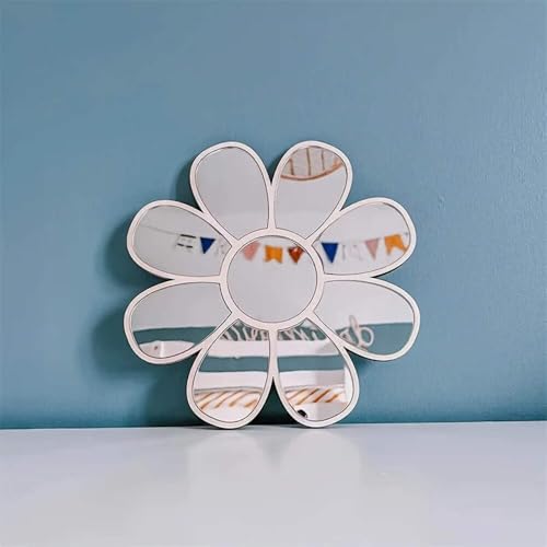 Vintage Boho Floral Mirror, Wall Decor with Daisy-like Petals, Bedroom, Office, Mirror Wall Decor, Living Room Ornament