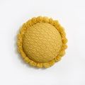 Acrylic Knitted Round Throw Pillow Knitting Bohemian Circular Cushion Pillow with Knit Handmade Pompoms Decorative Ginger Yellow, Diameter 18inches - color: Ginger Yellow