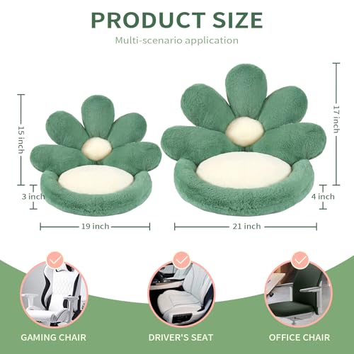 Ditucu Flower Shape Chair Cushion Comfy Kawaii Seat Cushions 19 inch Cute Stuff Pad Lazy Sofa Office Floor Pillow for Gaming Chairs Room Decor Green - color: Green, size: Small