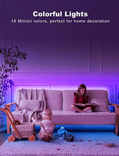 DAYBETTER Smart RGB Led Strip Lights, 300ft Led Lights for Bedroom with App Control, Multicolor Changing Led Light Strips Apply for Home Decor, Living Room, Kitchen, Home Party Decoration - size: 300 ft