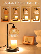 Candle Warmer Lamp with Timer Dimmable, Natural Weaving Boho Electric Candle Lamp, Wax Warmer Lamp for Mothers Day Gifts for Mom, House Warming Gifts New Home Decor
