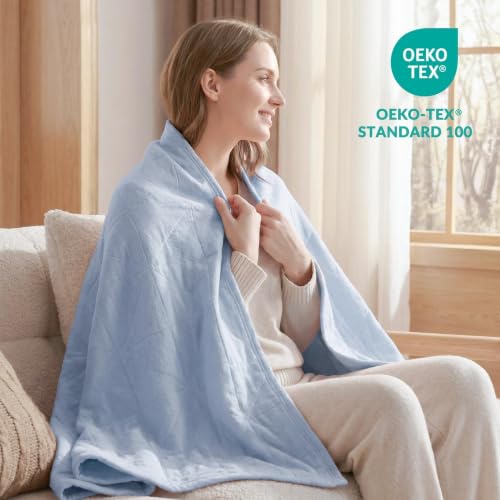 Exclusivo Mezcla 100% Cotton Muslin Throw Blanket for Couch, 4-Layer Moisture-Wicking and Breathable Ultra Soft Gauze Blanket for Spring Summer, 50"x60", Ice Blue - color: Ice Blue, size: Throw (50"x60")