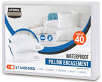Utopia Bedding Premium 100% Waterproof Pillow Protectors with Zipper Standard Size (Set of 40), Bed Bug and Dust Mite Proof Zippered Pillow Covers, Pillow Encasement Cases, White - size: Standard (Pack of 40)