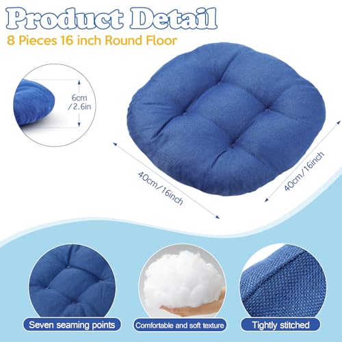 Fumete 8 Pcs 16 Inch Floor Cushions Pillow for Kids Bulk Classroom Round Flexible Seating Floor Cushions for Students Home Daycare School Reading Corner Yoga Meditation Picnic (Jewelry Blue) - color: Jewelry Blue
