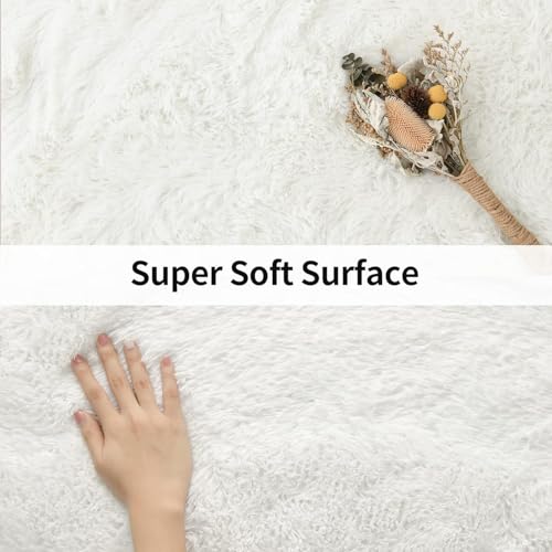 Merelax Soft Modern Indoor Shaggy Area Rug for Bedroom Livingroom Dorm Kids Room Home Decorative, Non-Slip Plush Fluffy Furry Fur Rugs Comfy Nursery Accent Floor Carpet 2x3 Feet, Ivory - color: Ivory, size: 2' x 3' (Rectangular)