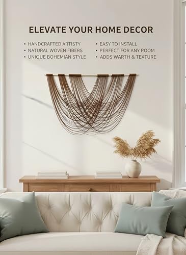 Large Macrame Wall Hanging Macrame Wall Decor Tapestry For Headboard Bedroom Livingroom Boho Fiber Home Art (Brown-B) - color: Brown-B