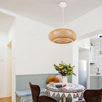 Bamboo Pendant Light 3 Light Handmade Woven Hanging Ceiling Light Wicker Rattan Hanging Lights Fixture for Bedroom, Kitchen Island