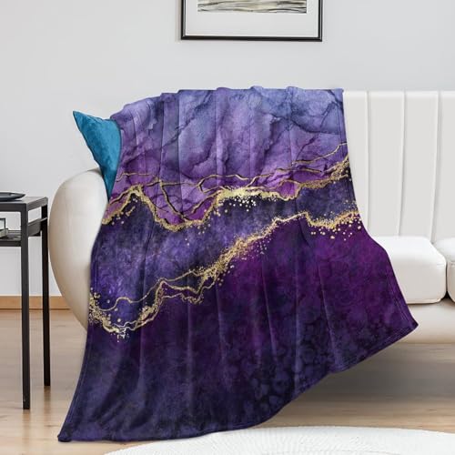 Modern Marble Blanket, Abstract Luxury Baroque Art Golden Purple Stone Veins Pattern Soft Warm Cozy Plush Flannel Covers for Livingroom Bedroom Couch Chair Camping Travel Home Decor Tapestry 30x40in - color: Abstract-7, size: 30W" x 40L"